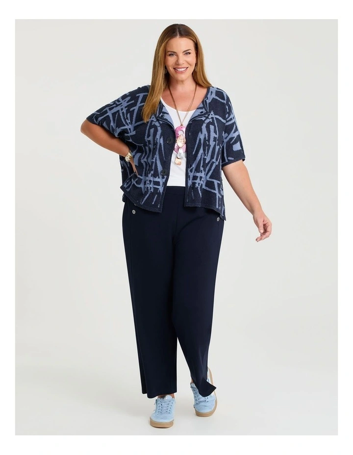 Abstract Jacquard Cotton Cardigan Dark Indigo image 4