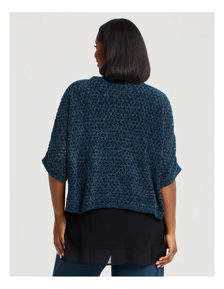 Chenille Pointelle Knit Jumper Deep Teal image 2