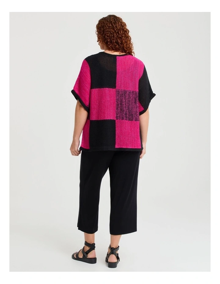 Checkerboard Knit Jumper Hot Pink/black image 2