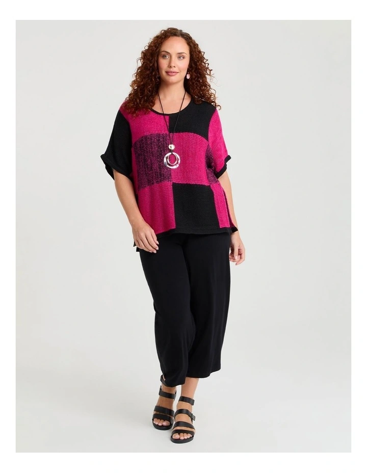 Checkerboard Knit Jumper Hot Pink/black image 3