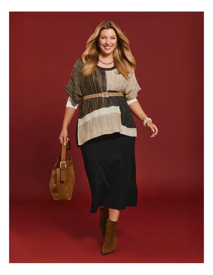 Colour Block Knit Jumper Beige Multi image 7