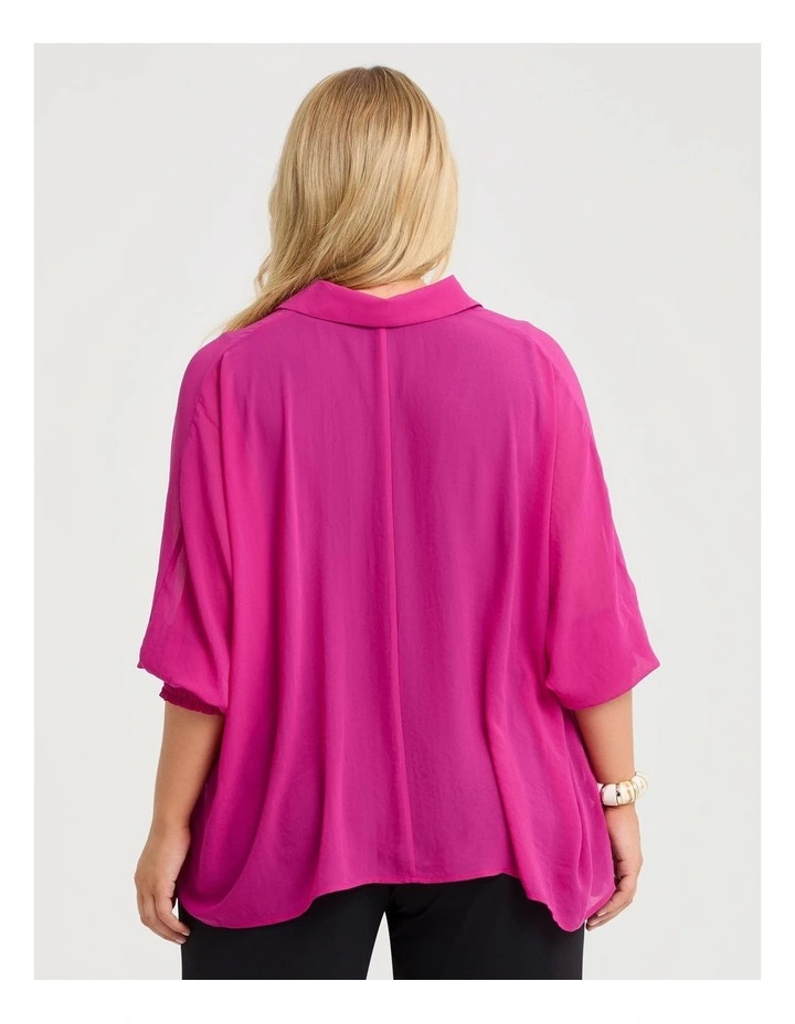 Chiffon Horizon Shirt in Berry Pink image 2