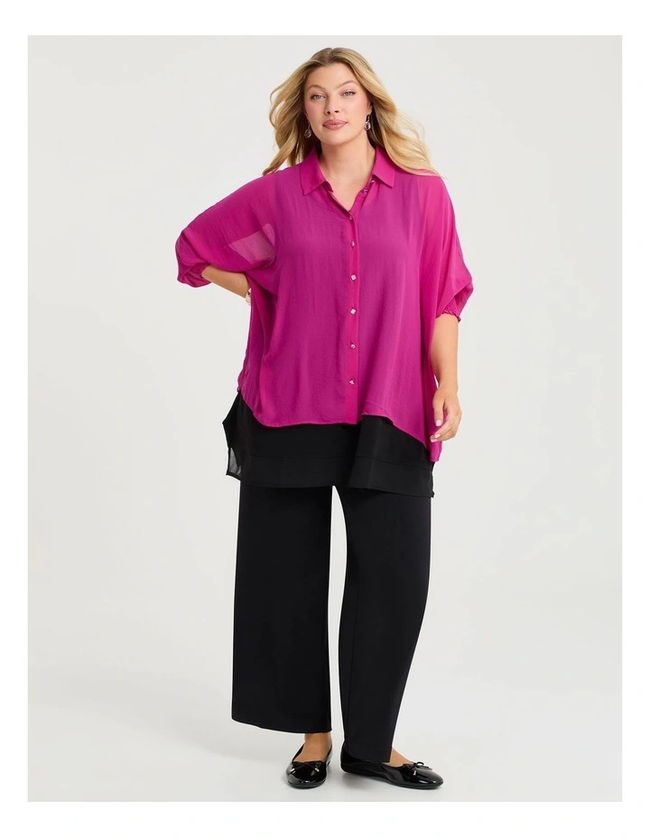 Chiffon Horizon Shirt in Berry Pink image 3