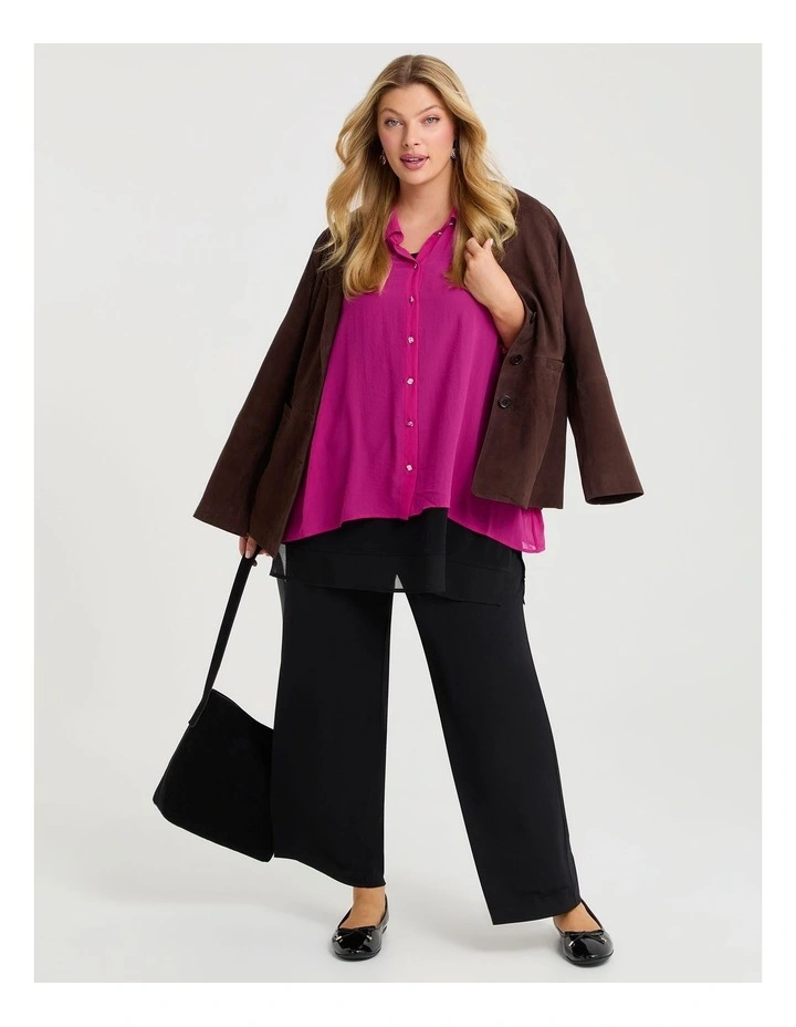Chiffon Horizon Shirt in Berry Pink image 4