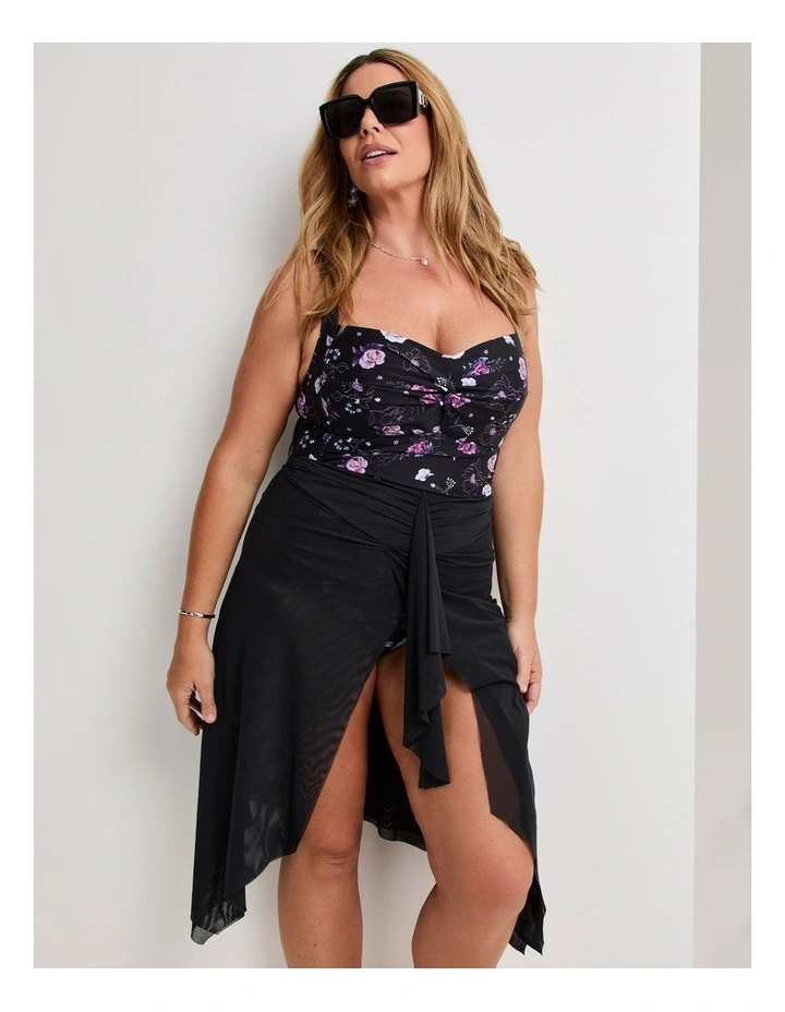 Essential Mesh Swim Skirt in Black image 5