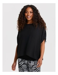 Chiffon Callie Sleeve Detail Top Black