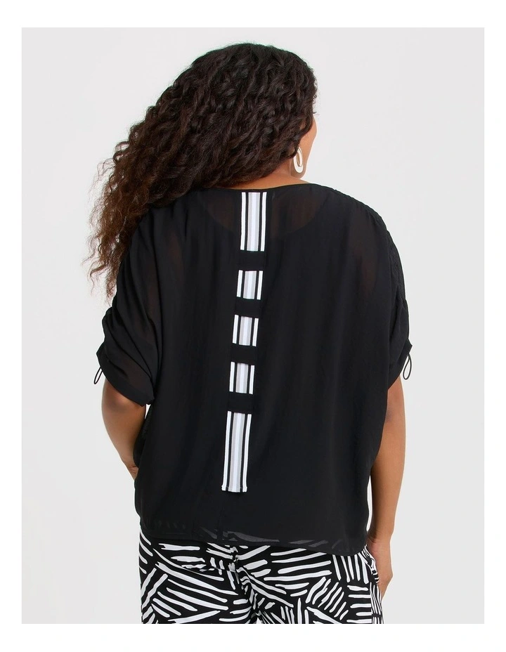 Chiffon Callie Sleeve Detail Top Black image 2