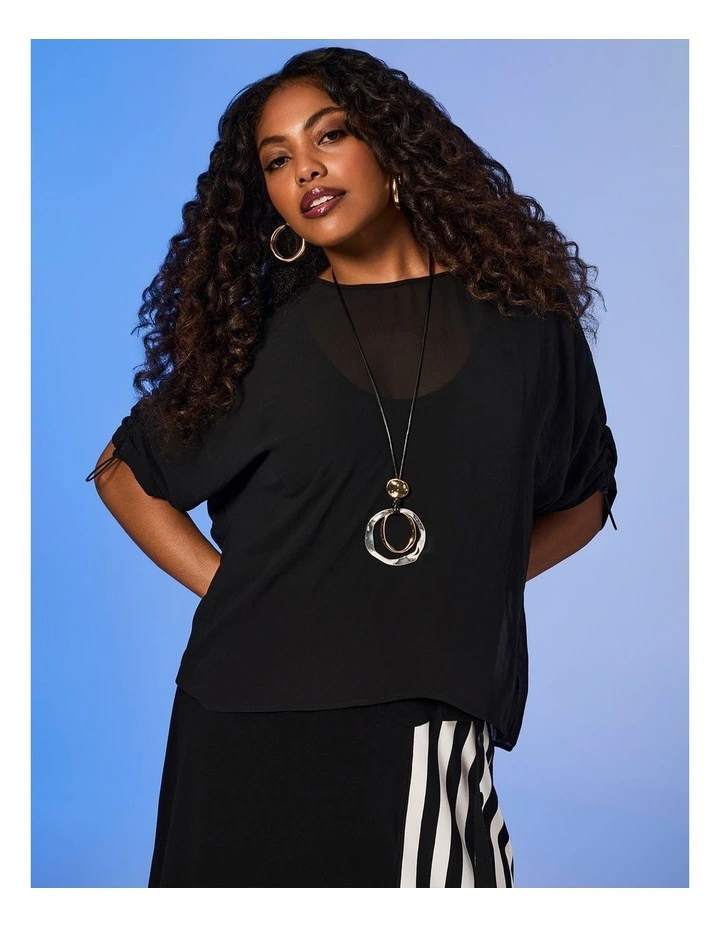 Chiffon Callie Sleeve Detail Top Black image 3