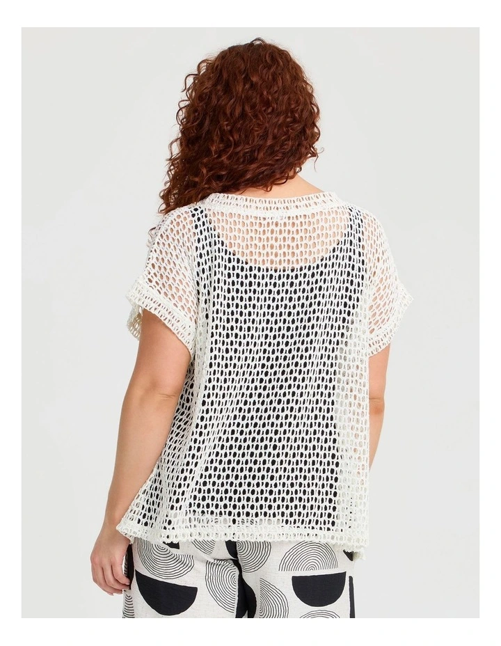 Crochet Knit Halo Overtop in Beige Metallic image 2