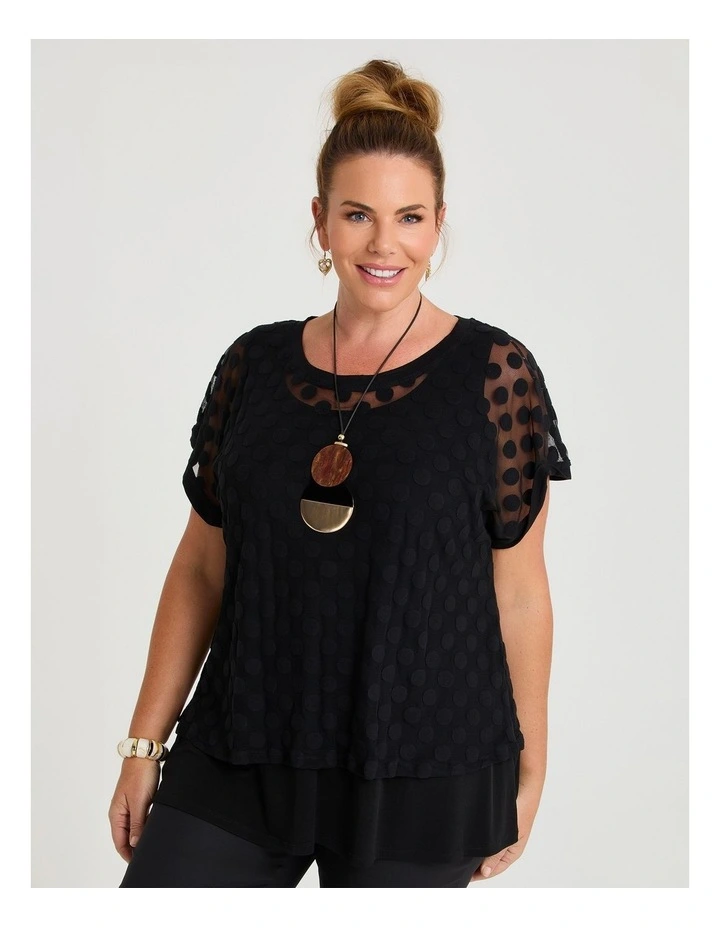 Velour Spot Mesh Overtop Black image 1