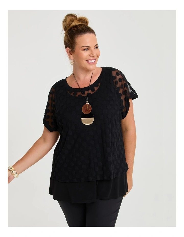 Velour Spot Mesh Overtop Black image 3