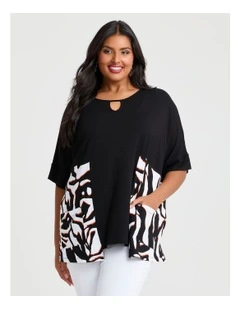 Pocket Natural Tunic Black Print