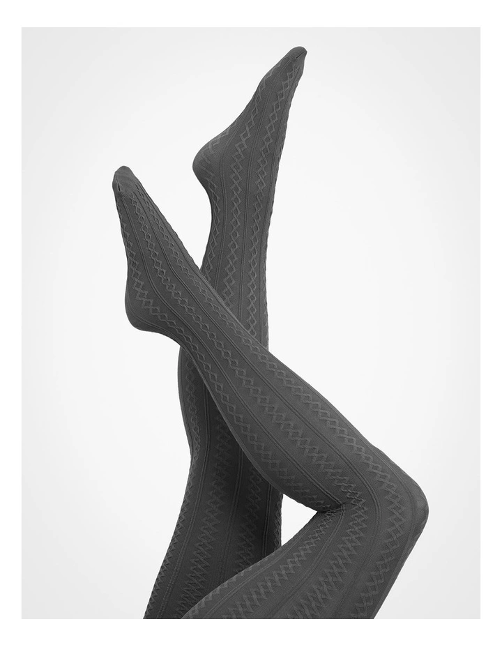 Opaque Cable Knit Tights in Grey image 1