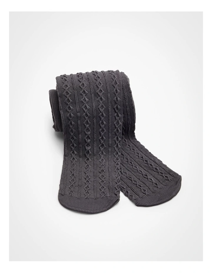 Opaque Cable Knit Tights in Grey image 2