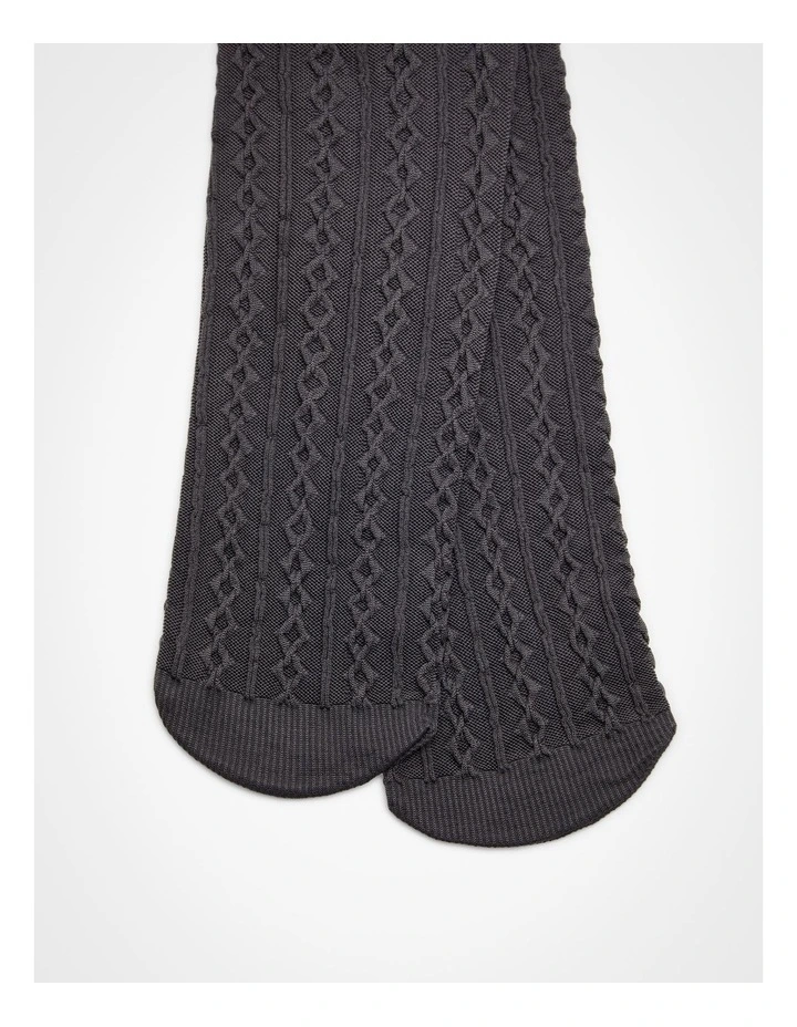 Opaque Cable Knit Tights in Grey image 3