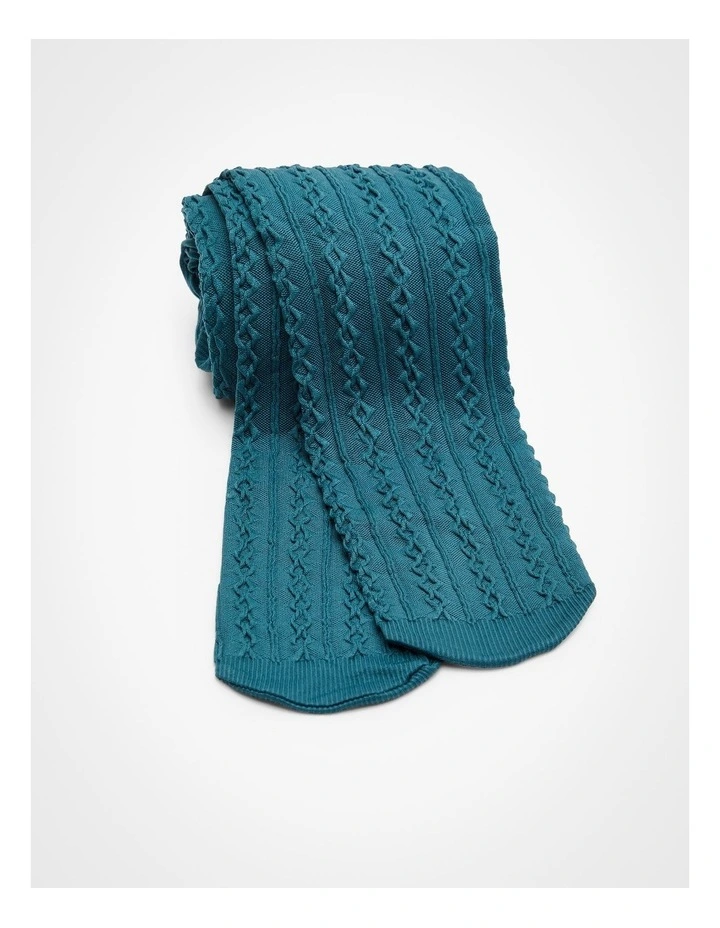 Opaque Cable Knit Tights in Dark Teal image 2