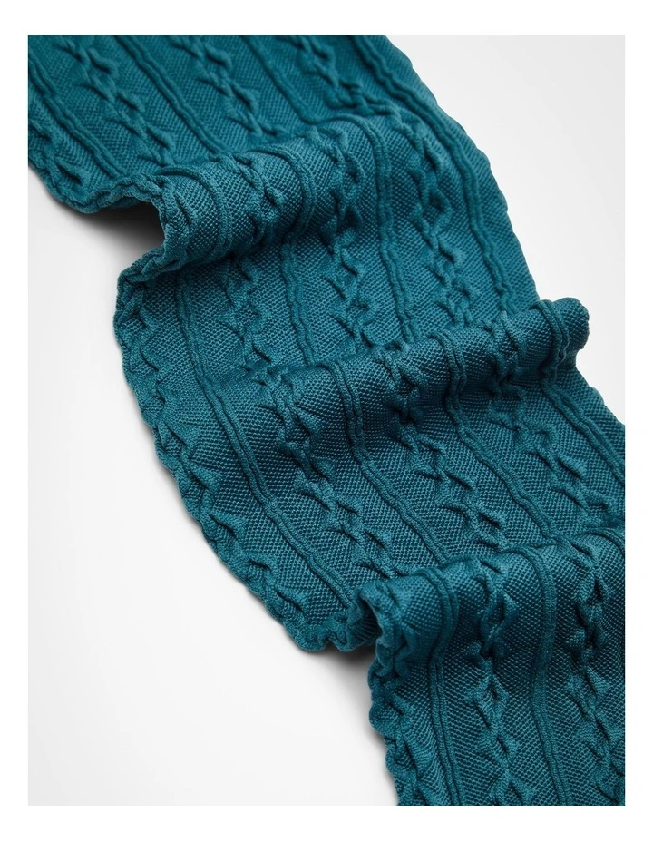 Opaque Cable Knit Tights in Dark Teal image 4