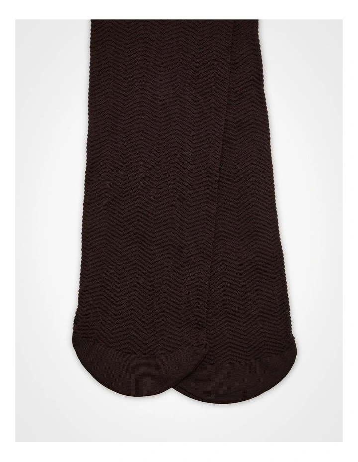 Opaque Chevron Textured Tights in Chocolate image 3