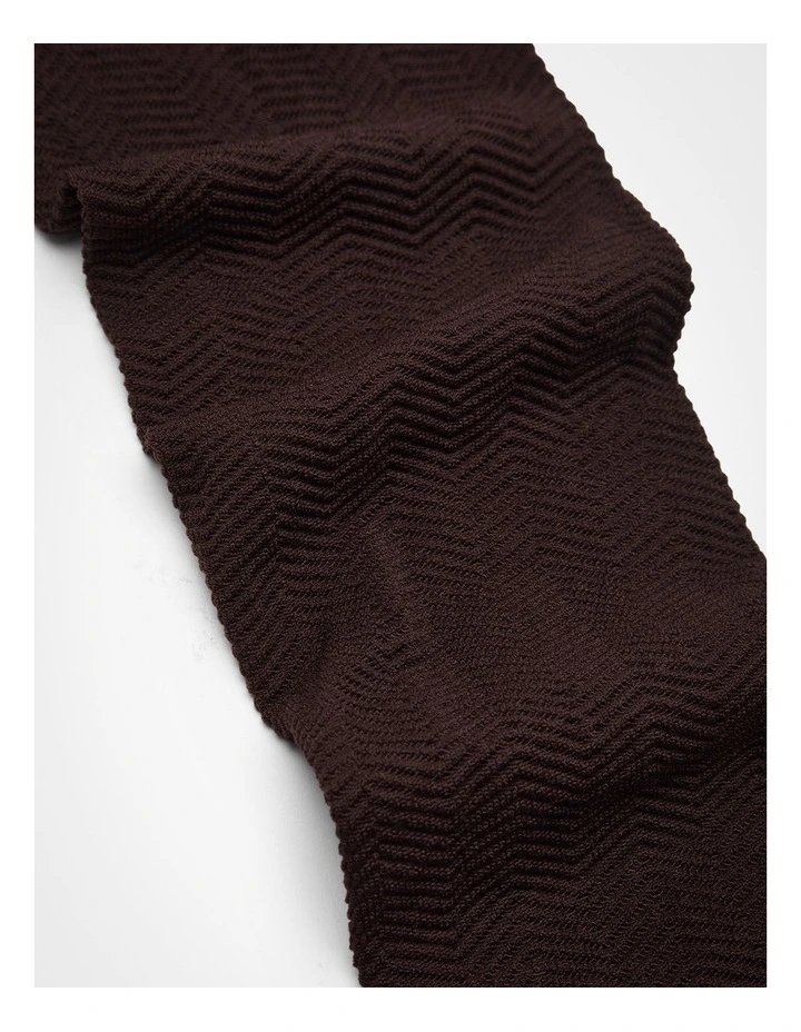 Opaque Chevron Textured Tights in Chocolate image 4