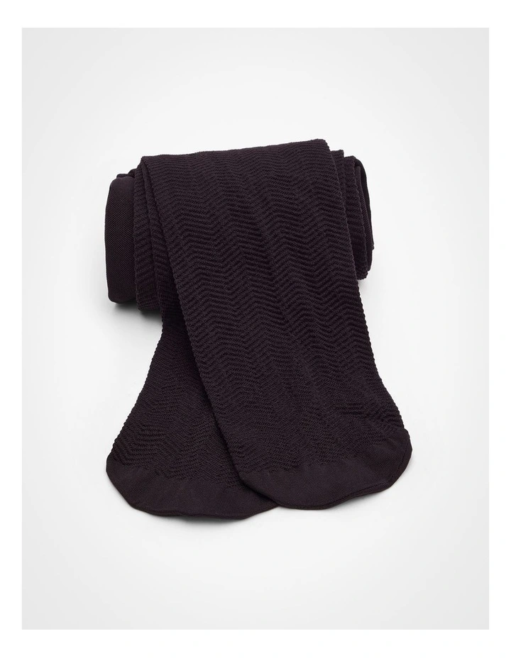 Opaque Chevron Textured Tights in Midnight Purple image 2