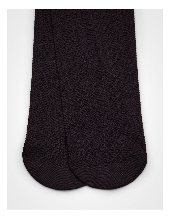 Opaque Chevron Textured Tights in Midnight Purple image 3