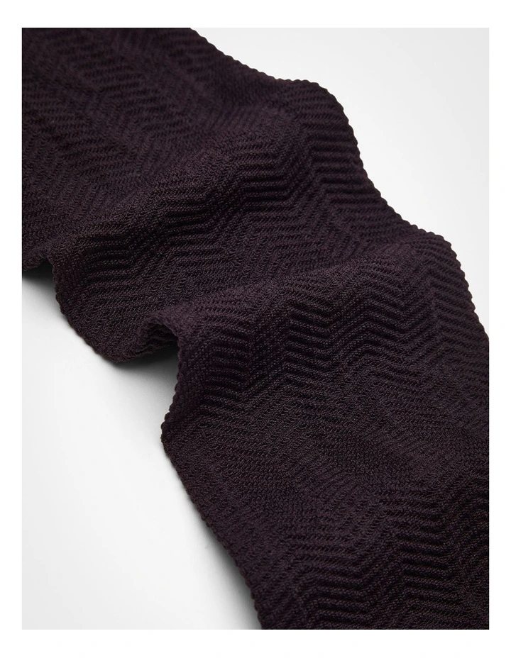 Opaque Chevron Textured Tights in Midnight Purple image 4