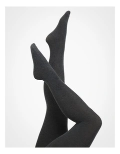 Opaque Cotton Blend Tights in Grey