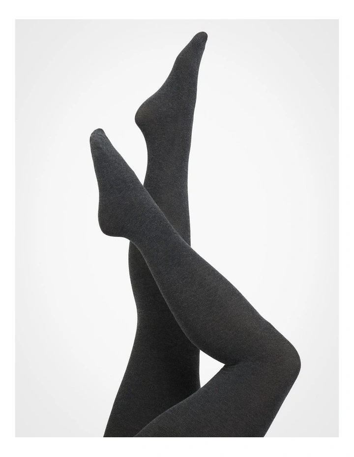 Opaque Cotton Blend Tights in Grey image 1