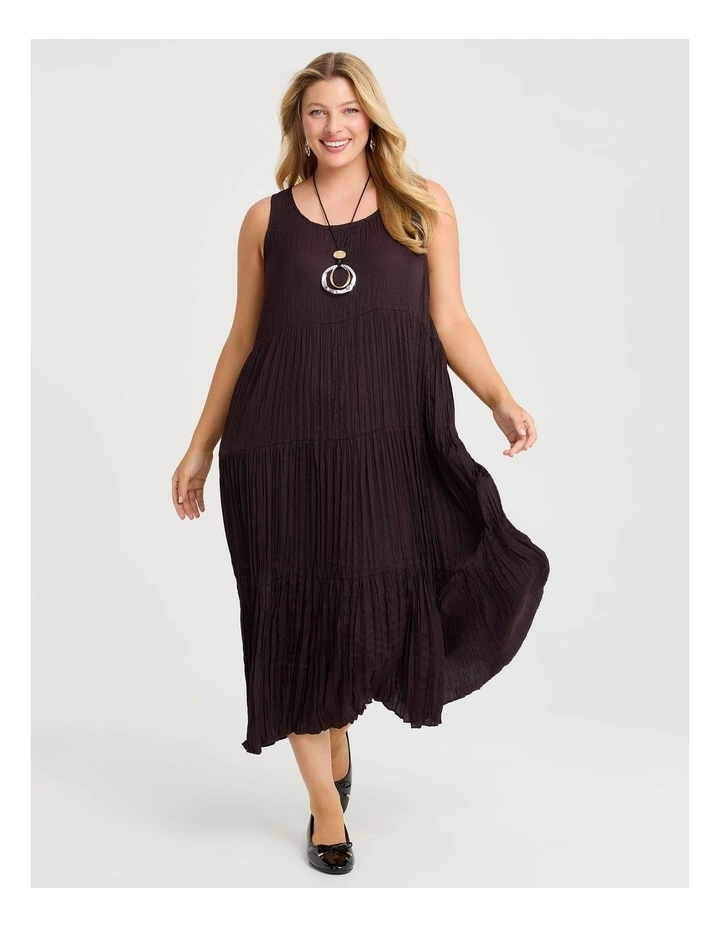 Pleated Enya Dress Chocolate Plum image 1