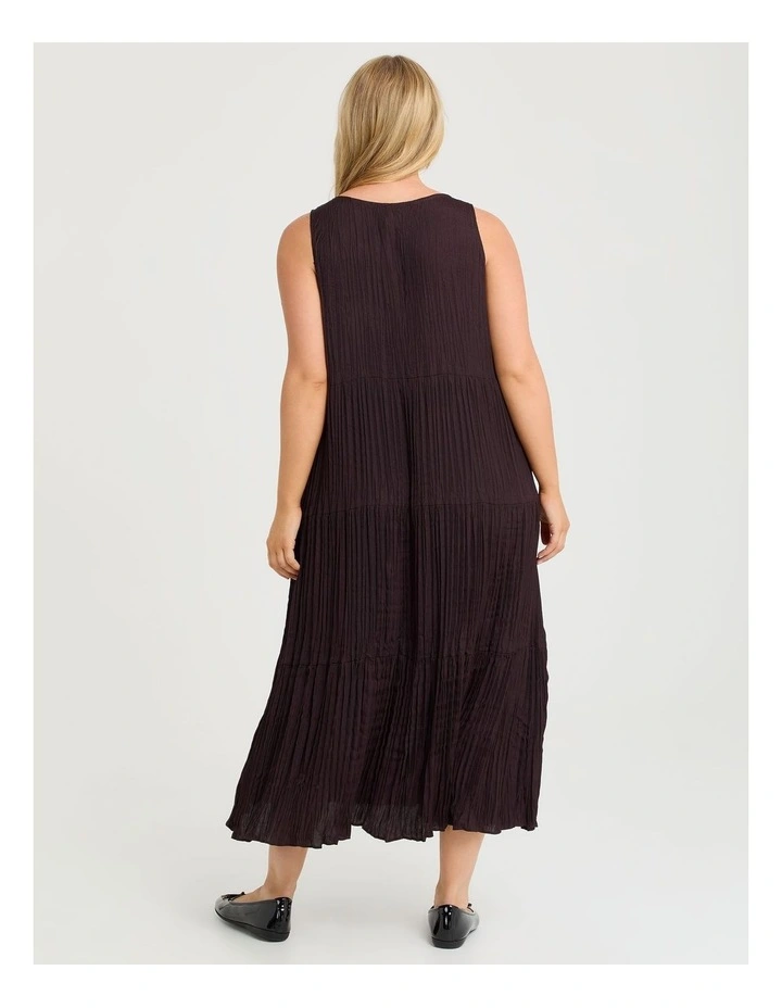 Pleated Enya Dress Chocolate Plum image 2
