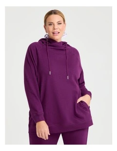 Drawstring Collar Sweat Merlot