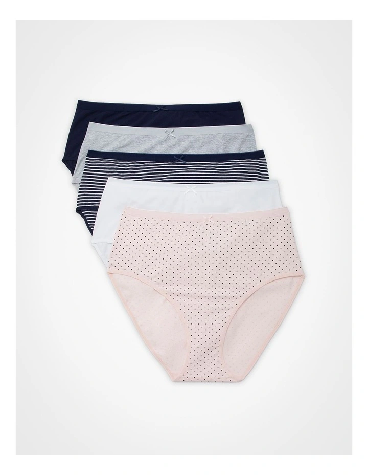 Cotton Basic Briefs 5 Pack in Multi image 1