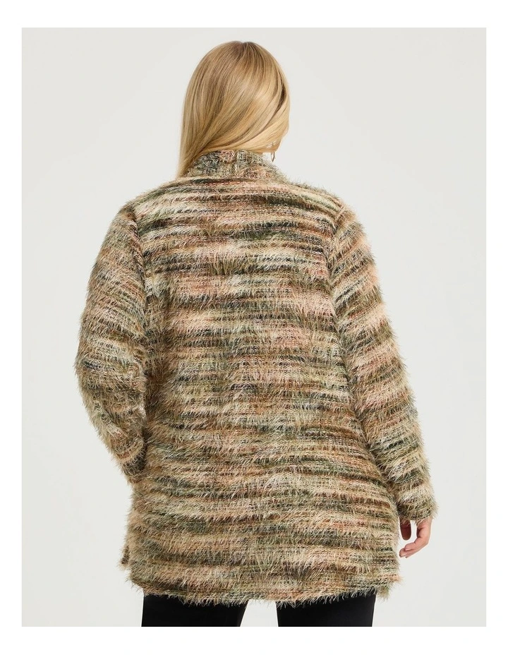 Fluffy Cosy Cardigan Olive Multi image 2