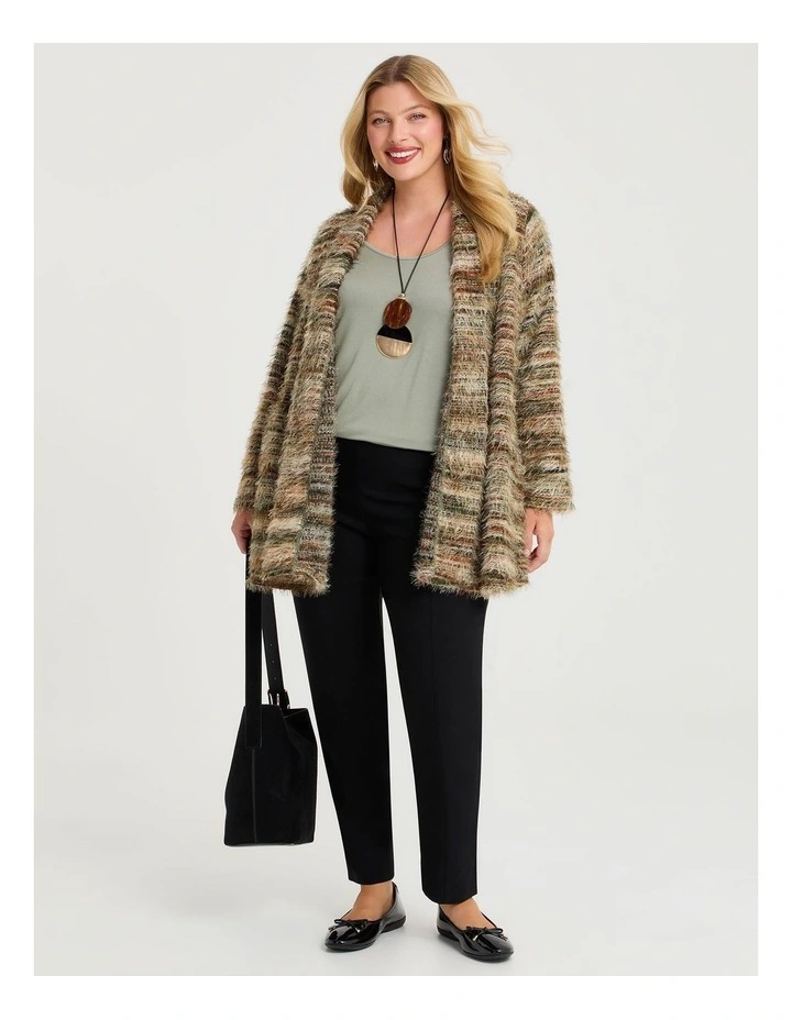 Fluffy Cosy Cardigan Olive Multi image 4