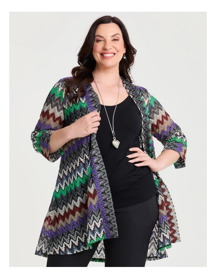 Chevron Lace Spliced Cardigan Multi image 1