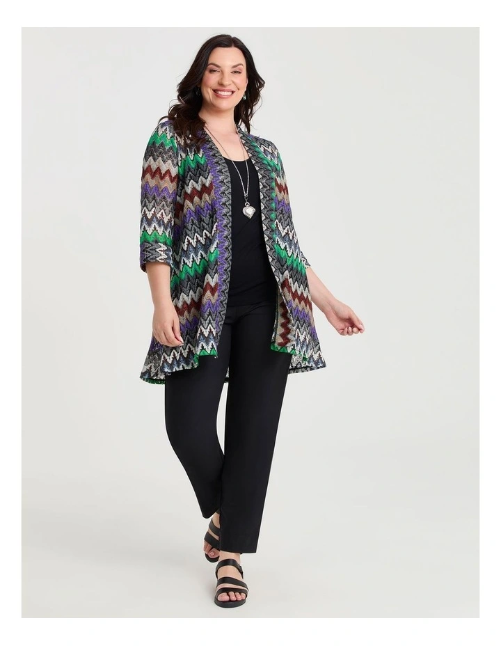 Chevron Lace Spliced Cardigan Multi image 3