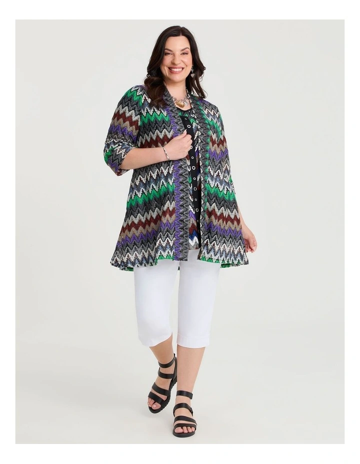 Chevron Lace Spliced Cardigan Multi image 4