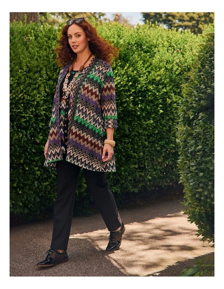 Chevron Lace Spliced Cardigan Multi image 7