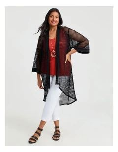 Open Mesh Cardigan Black