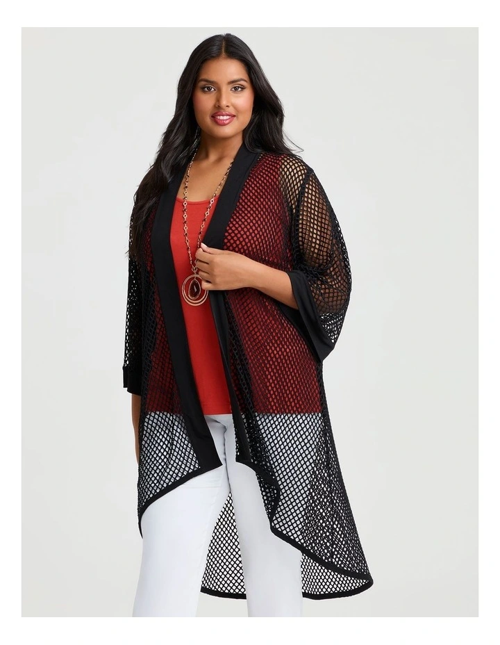 Open Mesh Cardigan Black image 3