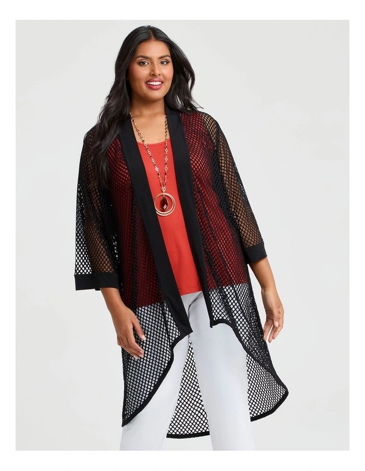 Open Mesh Cardigan Black image 4