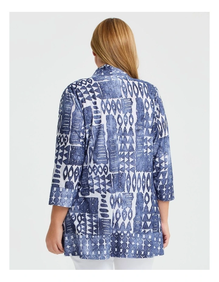Aztec Burnout Cardigan in Blue Indigo Print image 2