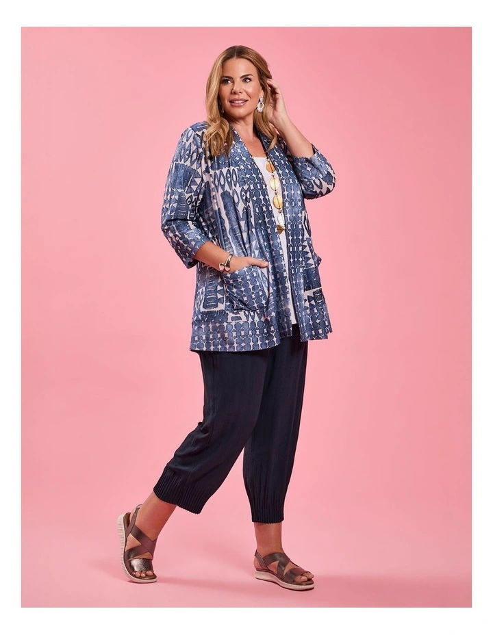 Aztec Burnout Cardigan in Blue Indigo Print image 5