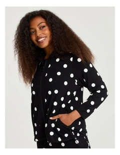 Natural Polka Dot Zip Cardigan