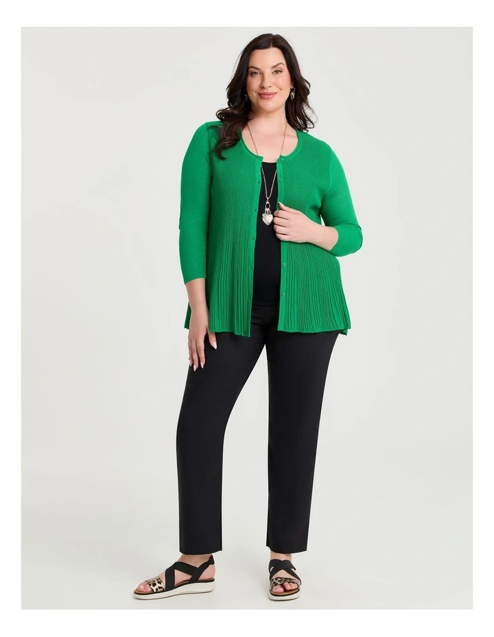 Plisse Knit Natural Cardigan Jewel Green image 3