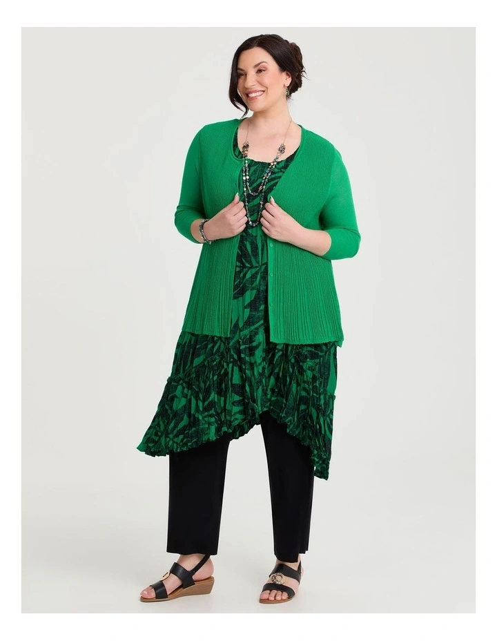 Plisse Knit Natural Cardigan Jewel Green image 4
