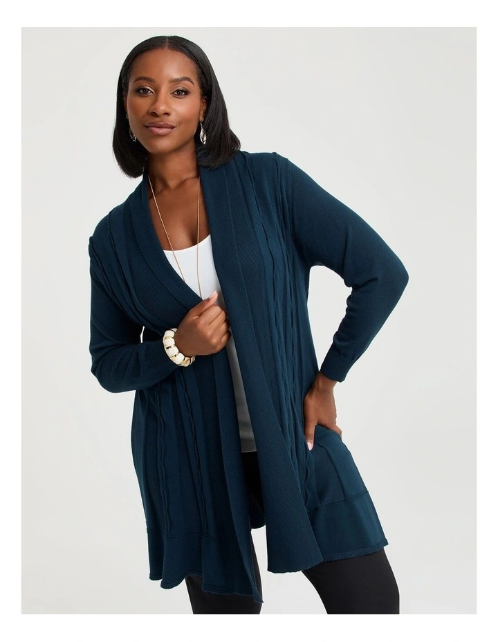 Lettuce Edge Bamboo Knit Cardigan Deep Teal image 3