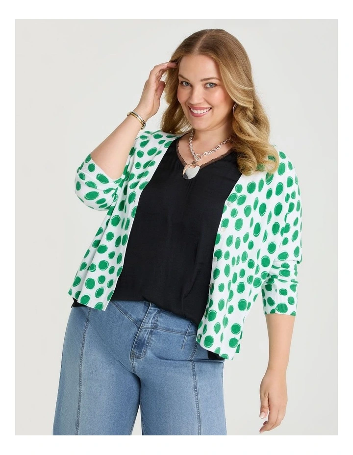Pebble Spot Natural Cardigan White/green Spot image 2