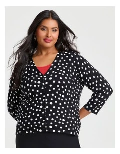 Polka Dot Natural Cardigan Black/white Spot