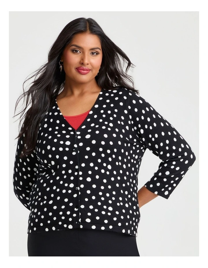 Polka Dot Natural Cardigan Black/white Spot image 1